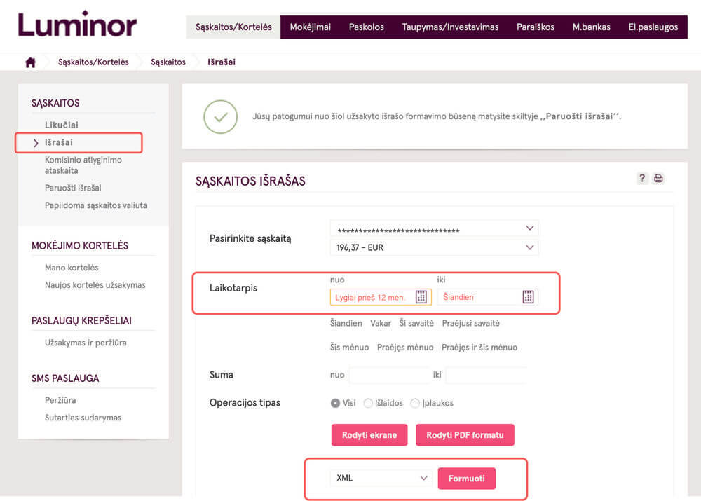 Navigation for e-banking
